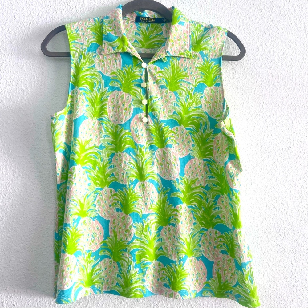 POLO Golf‎ Ralph Lauren Sleeveless Tropical Print Top Blouse Size L